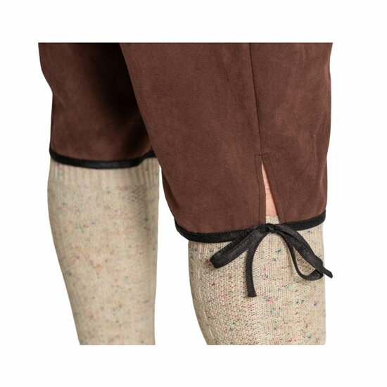 Lederhosen Johann - Verstelbare Bretels - Donkerbruin - Knielengte - Imitatie Su&egrave;de