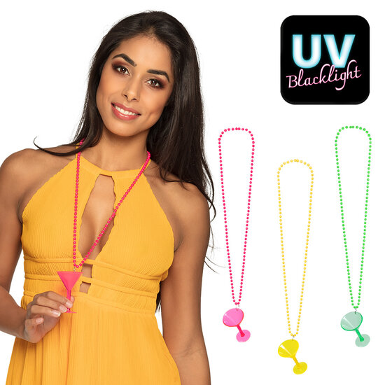 Cocktail Shotglas Ketting - 18+ Drink Glas - Neon Assorti
