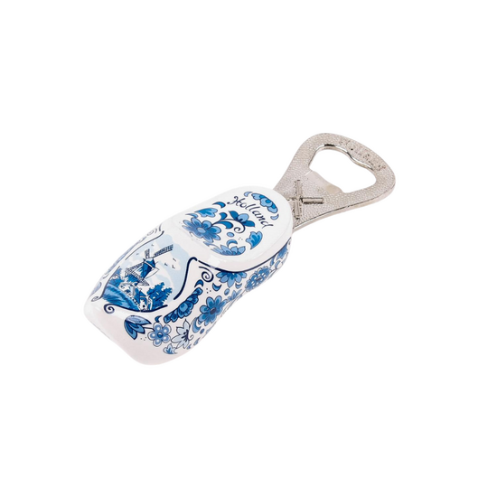Flesopener Klomp Delftsblauw - Hout - Holland - Souvenir Gift