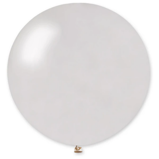 Topballon Latex - Metallic Wit - 80 cm 