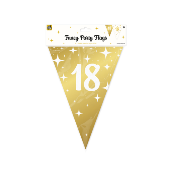 Fancy vlaggenlijn wit-goud 18