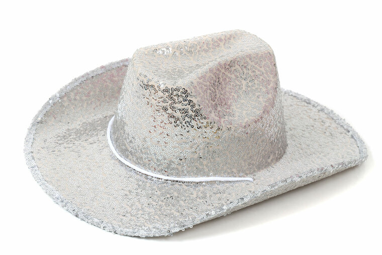 Cowboyhoed - Glitter Zilver - Volwassenen 