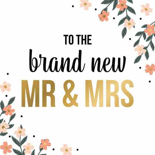 Wenskaart Daisy XL - New MR &amp; MRS - met Envelop