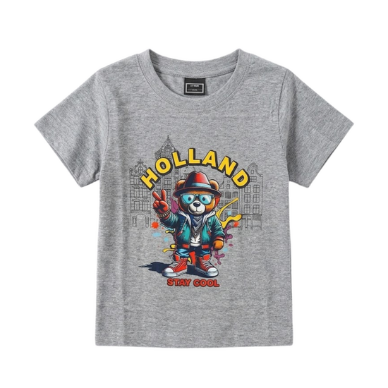 T-shirt Grijs  - Holland - Stay Cool - Katoen - Kinderen