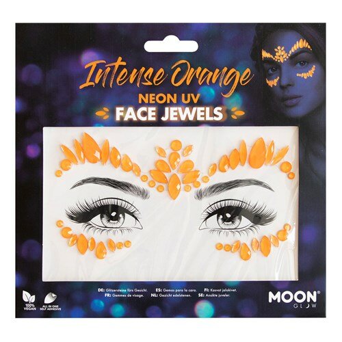 Moon Gezicht Steentjes - Face en Body Jewels -  Neon Oranje - UV 