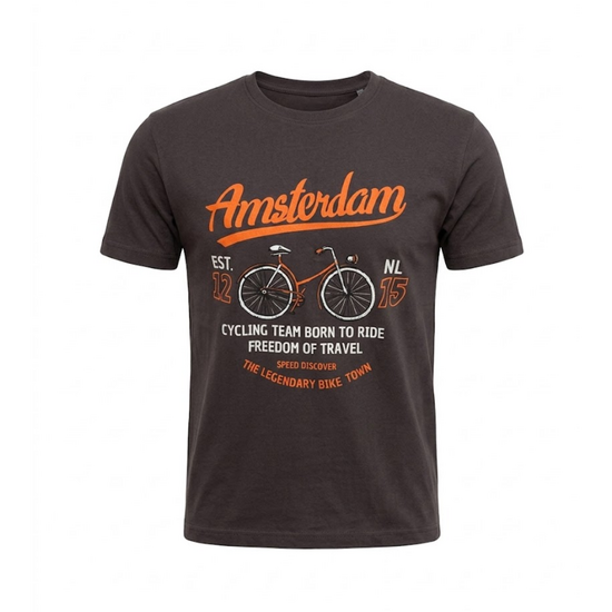 T-shirt Charcoal - Amsterdam Legendary Bike Town - Katoen - Heren