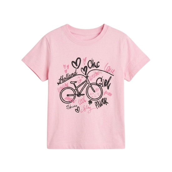 T-shirt Roze - Holland - Fiets  - Katoen - Kinderen