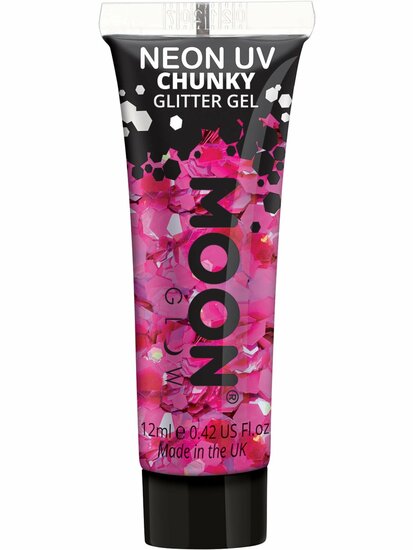 Moon Glow - Neon UV Chunky Glitter Gel - Magenta - 12 ml
