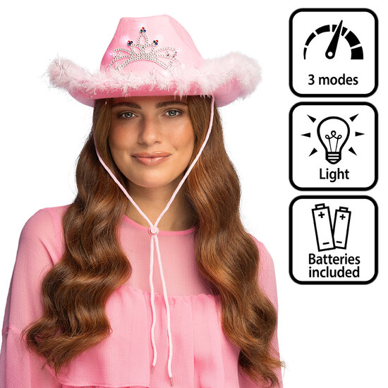 Cowboyhoed - LED - Blush Bandit - Volwassenen