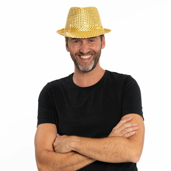 Hoed Lichtjes Pailletten - Disco - Goud