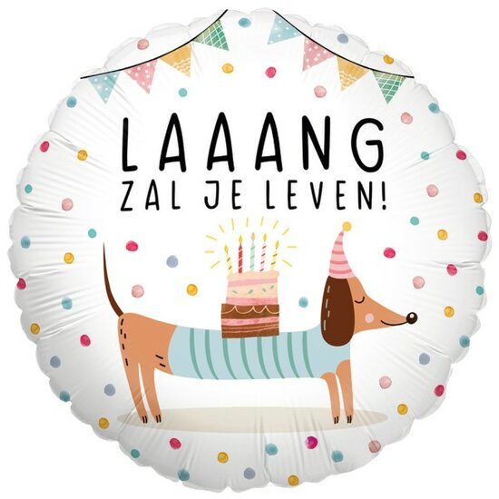 Folieballon Gefeliciteerd -  Laaang Zal Je Leven  - 45 cm - Helium- en Luchtvulling