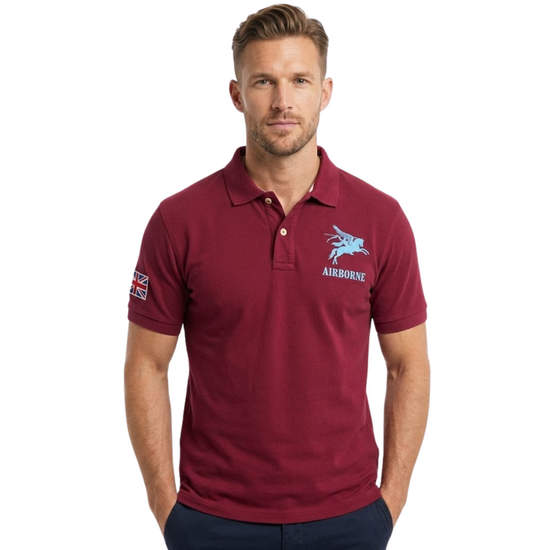 1st Airborne Division Polo &ndash; Geborduurde Pegasus &ndash; Maroon 