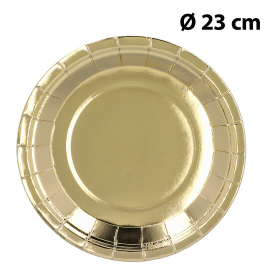 Gouden Papieren Party Bordjes  - 6 stuks - 23 cm