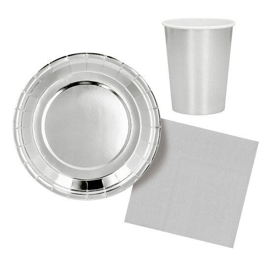 Zilveren Papieren Party Bekertjes  - 6 stuks - 25 cl