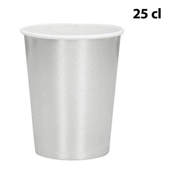 Zilveren Papieren Party Bekertjes  - 6 stuks - 25 cl