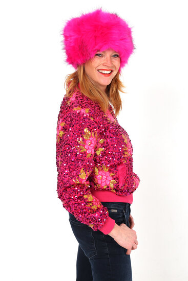 Paillettenjasje Flower Roze - Glitter en Glamour - Dames