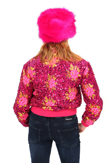 Paillettenjasje Flower Roze - Glitter en Glamour - Dames