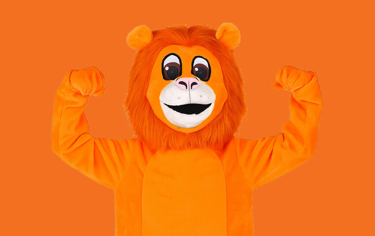 Mascotte EK/WK Oranje Leeuw Kostuum 