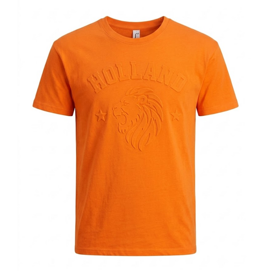 Holland  T-shirt Embossed Oranje - Leeuw EK/WK  - Volwassenen