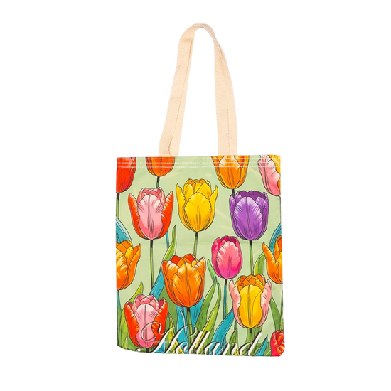 Holland Souvenir Tas - Katoen -  Tulpen - Mint Groen