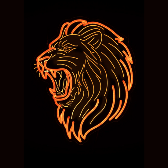 LED Neon Sign Oranje Leeuw - EK/WK Voetbal -  41x50 cm