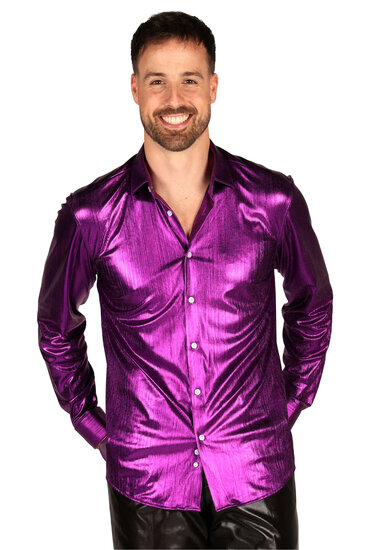 Blouse Paars - Shining Star - Jaren 80 en 90 Disco - Heren