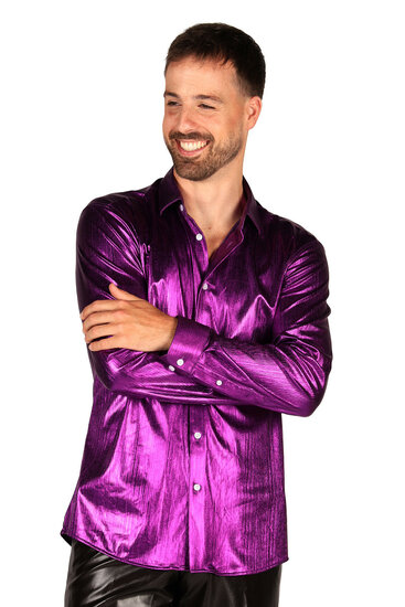 Blouse Paars - Shining Star - Jaren 80 en 90 Disco - Heren