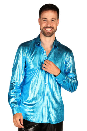 Blouse Turquoise - Shining Star - Jaren 80 en 90 Disco - Heren