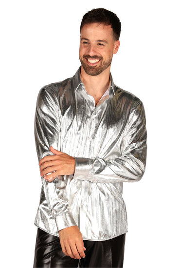 Blouse Zilver - Shining Star - Jaren 80 en 90 Disco - Heren