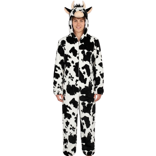 Onesie Dierenkostuum - Koe Pluche - Volwassenen - Zwart-Wit