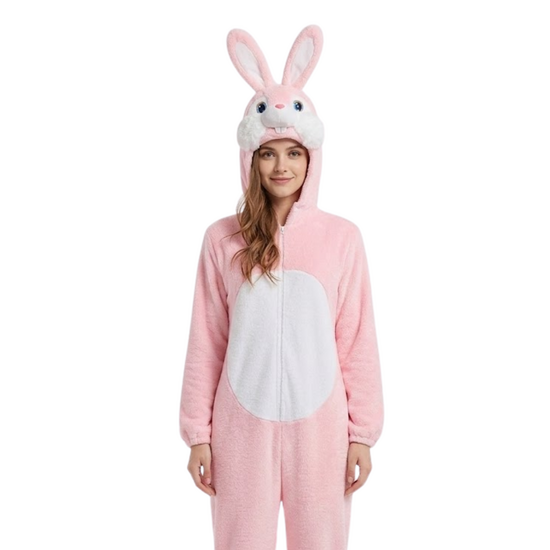 Onesie Dierenkostuum - Bunny Pluche - Volwassenen - Roze