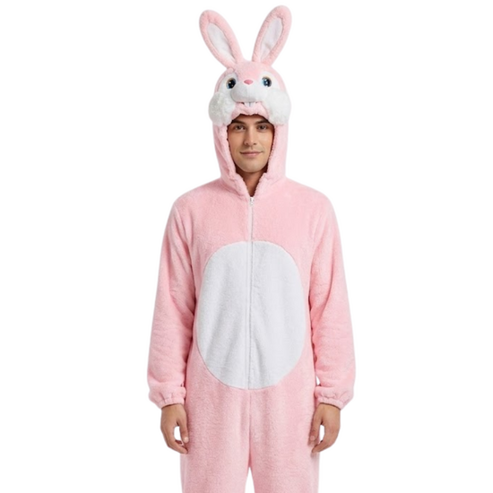 Onesie Dierenkostuum - Bunny Pluche - Volwassenen - Roze