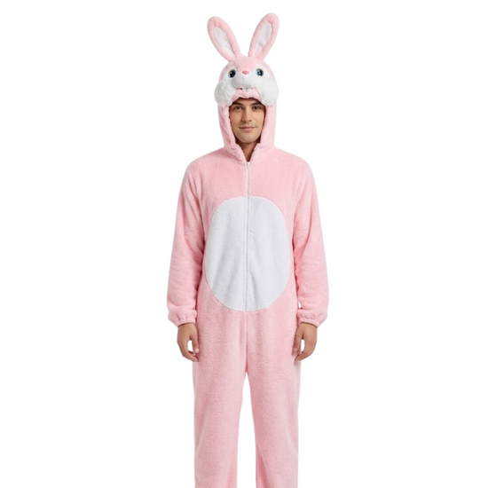 Onesie Dierenkostuum - Bunny Pluche - Volwassenen - Roze