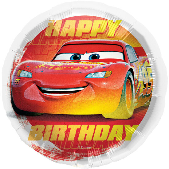 Folieballon - Happy Birthday - Cars - 45 cm - Helium- en Luchtvulling