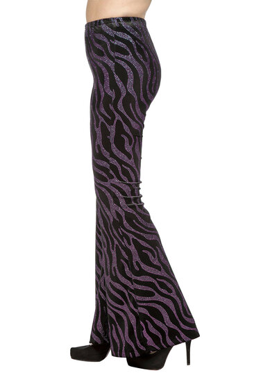 Flared Glitter Broek - Velvet Waves Roze - Disco Jaren 80 &amp; 90 - Dames
