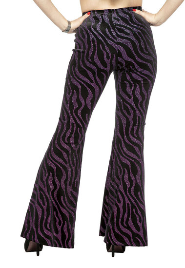 Flared Glitter Broek - Velvet Waves Roze - Disco Jaren 80 &amp; 90 - Dames