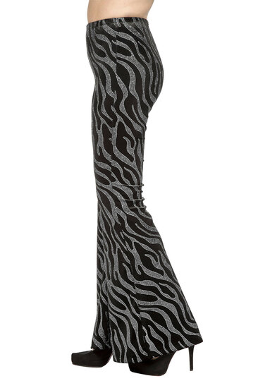 Flared Glitter Broek - Velvet Waves Zilver - Disco Jaren 80 &amp; 90 - Dames