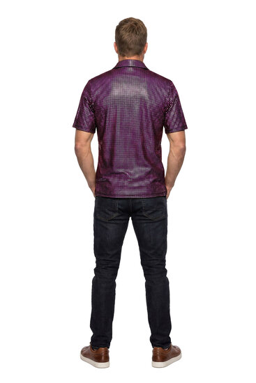 Polo Velvet Glitter Paars - Jaren 80 en 90 Disco - Heren