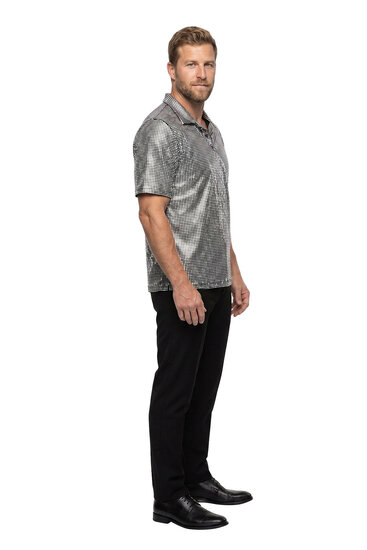 Polo Velvet Glitter Zilver - Jaren 80 en 90 Disco - Heren