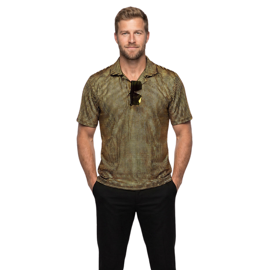 Polo Velvet Glitter Goud - Jaren 80 en 90 Disco - Heren