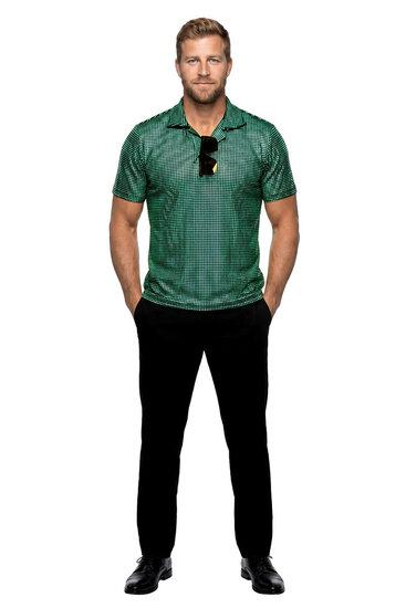 Polo Velvet Glitter Turquoise - Jaren 80 en 90 Disco - Heren