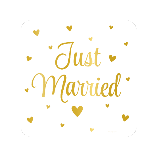 Huldeschild Just Married - Goud-Wit