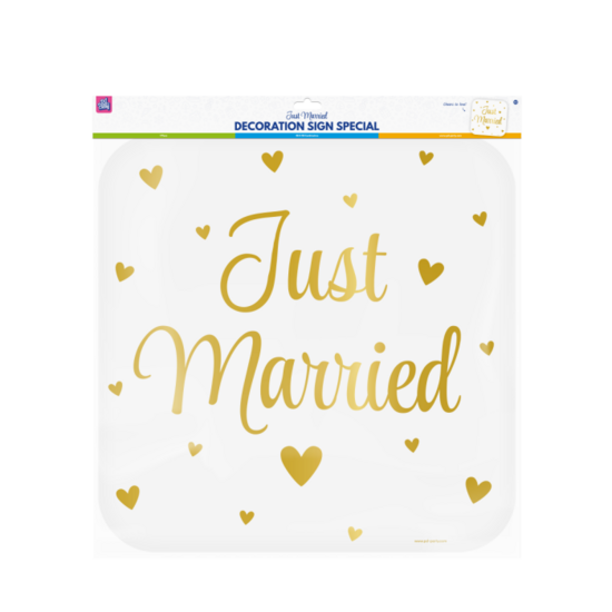 Huldeschild Just Married - Goud-Wit