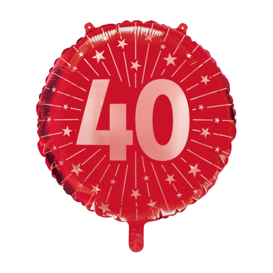 Folieballon Jubileum - 40 Jaar Robijnrood - 45 cm - Helium- en Luchtvulling