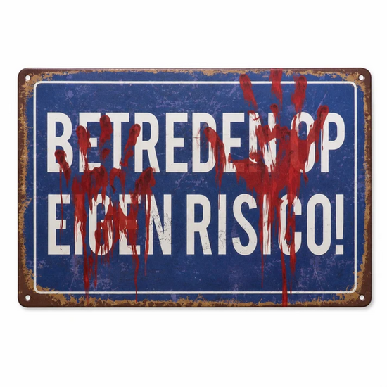 Halloween Bord - Betreden op eigen risico - Metaal