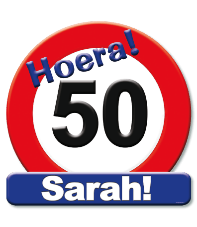 Sarah 50 verkeersbord