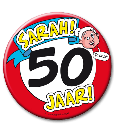 Sarah 50 mega button