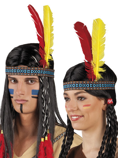Indianen haardband met veer