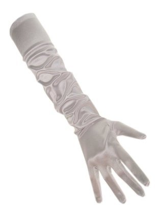 uit Leerling typist Lange handschoenen zilver satijn | Feestartikelenshop.com