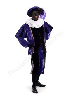 Zwarte piet kostuum zwart paars